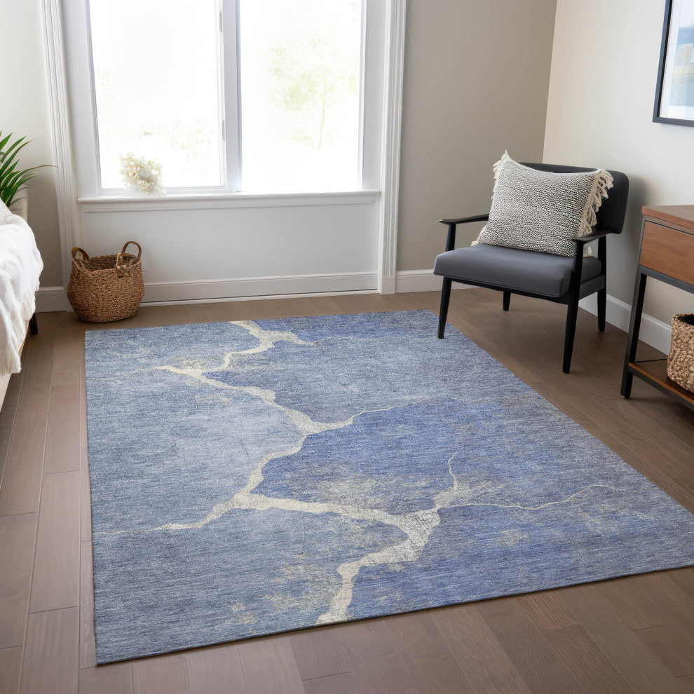 Machine Washable Indoor/Outdoor Chantille ACN1889 Denim 5' x 7'6" Rug