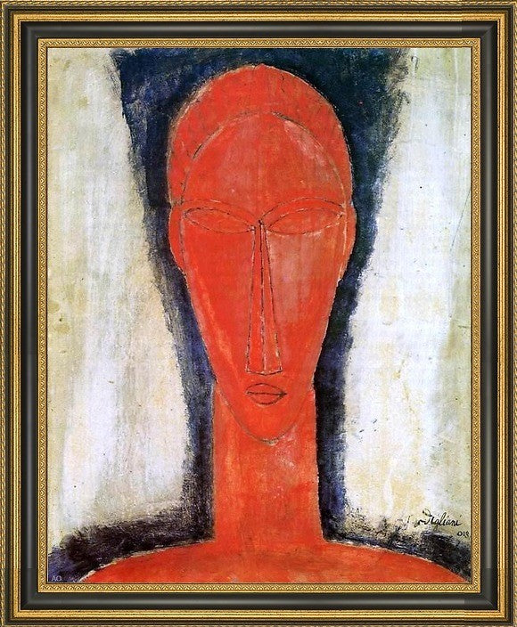 Amedeo Modigliani Study of a Head - 20" x 25" Framed Premium Canvas Print