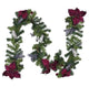 6' x 10" Two-Tone Pine with Purple Poinsettias Berries and Pine Cones Garland