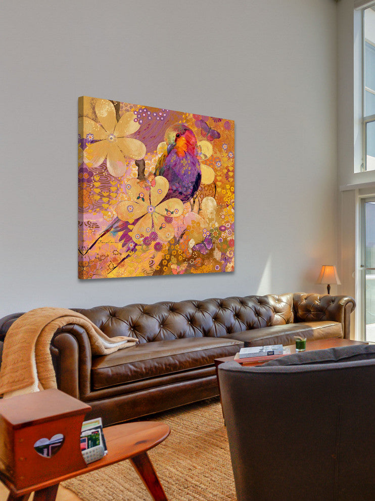 "Lilac Roller Bird" Painting Print on Canvas by Evelia