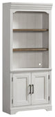 Drake 76" Tall Bunching Bookcase With Door, Rustic White and French Oak
