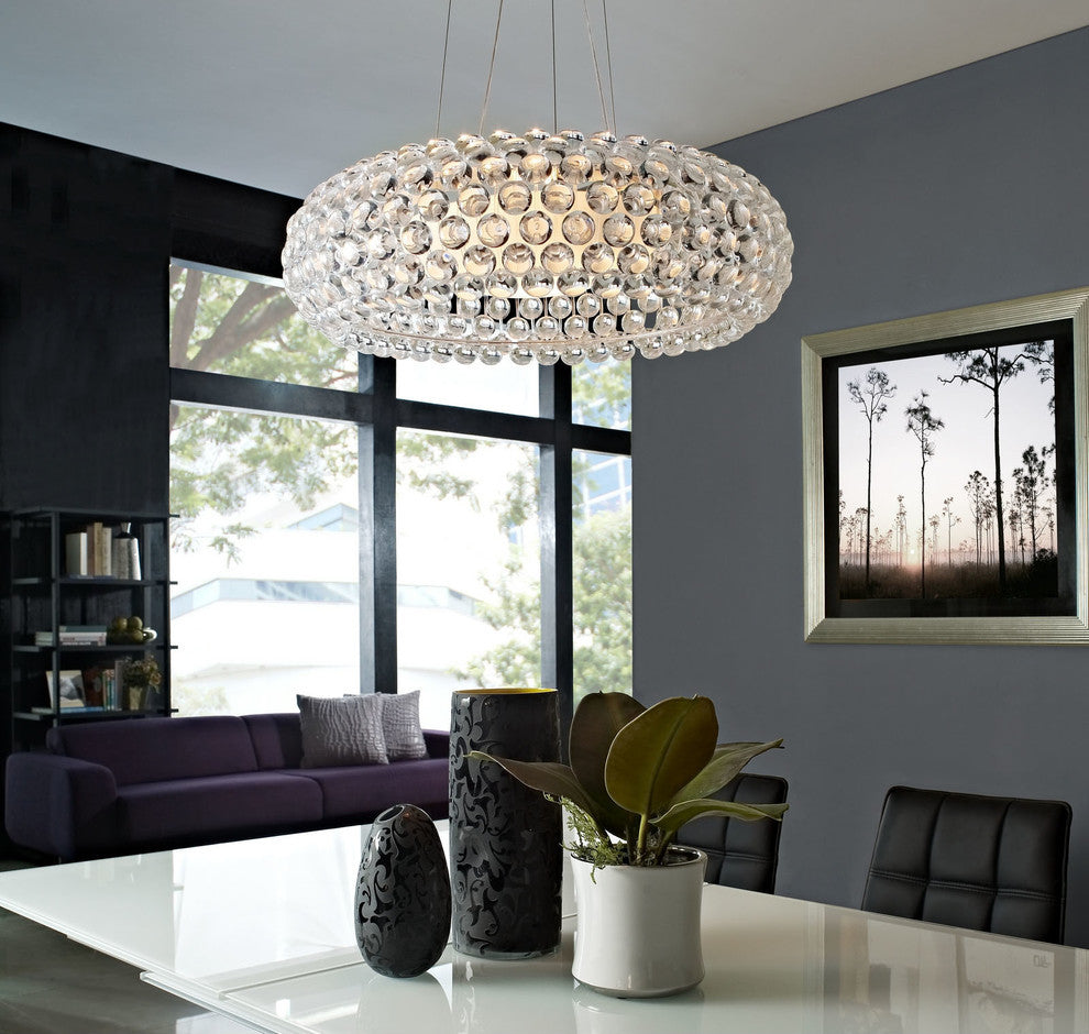 Modern Contemporary Living Dining Room 25" Ceiling Light Chandelier Clear