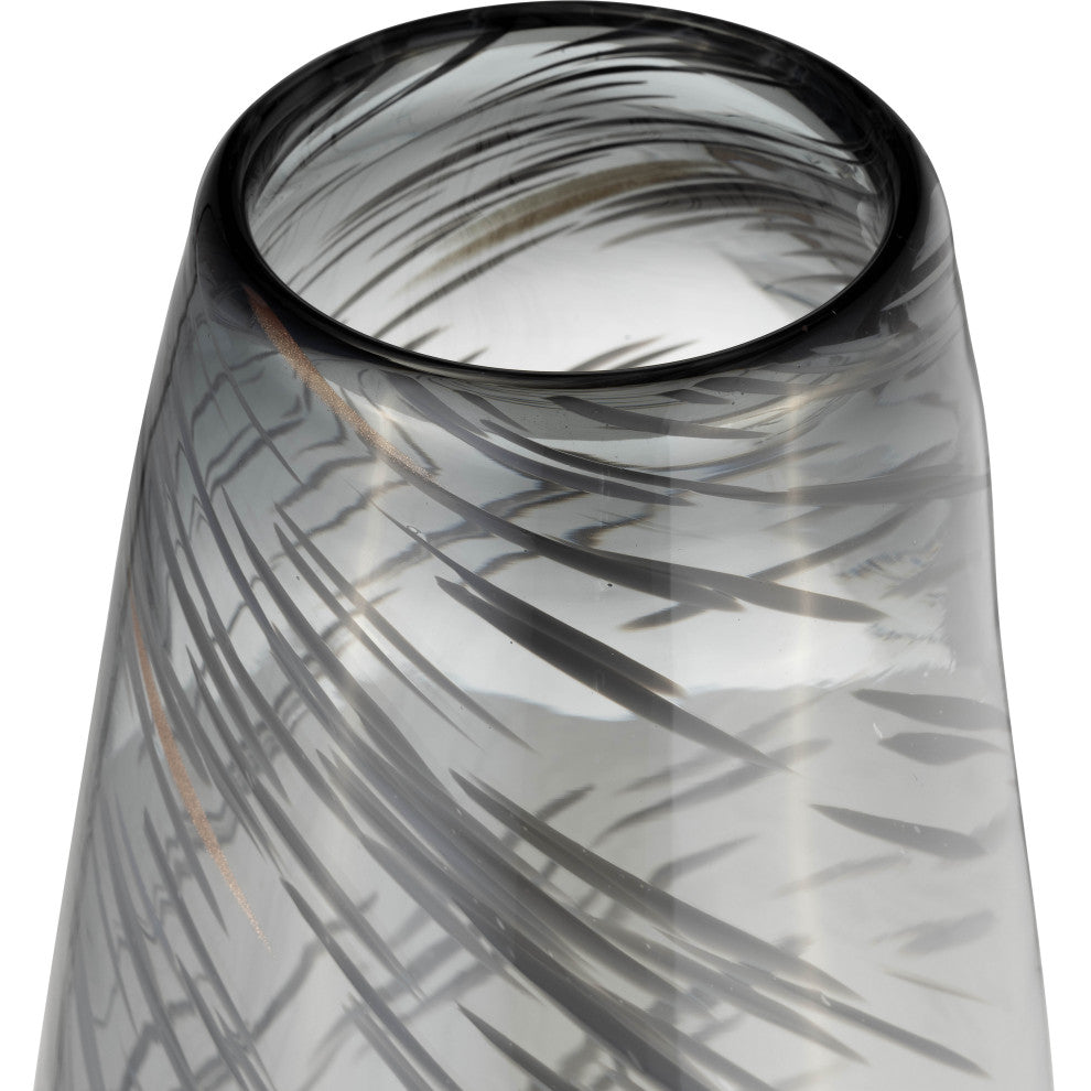 Glass, 20"H Swirl Vase, Black