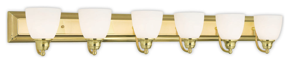 Handblown Satin Opal Bath Light, Polished Brass