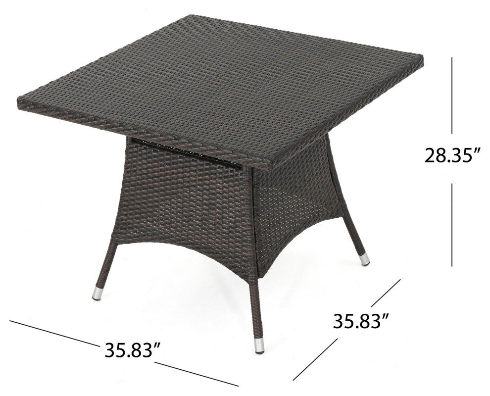 GDF Studio 5-Piece Clinton Outdoor Brown Wicker Dining Set