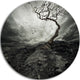 Lonely Tree Under Dramatic Sky, Landscape Round Metal Wall Art, 38"