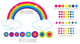 Bright Rainbow Fabric Wall Decal With Polka Dots and Stars, Size Large