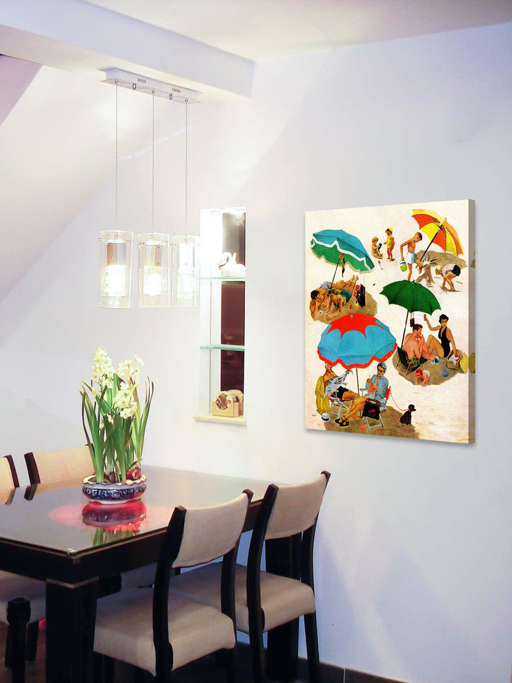 "Couples at the beach" Painting Print on Canvas by George Hughes