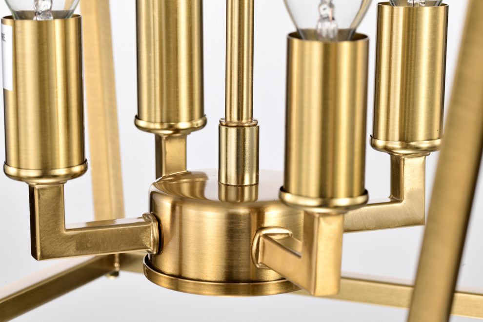 4-Light 12 in. Gold Caged Lantern Modern Pendant