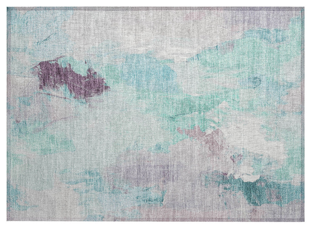 Machine Washable Indoor/Outdoor Chantille ACN1914 Teal 1'8" x 2'6" Rug