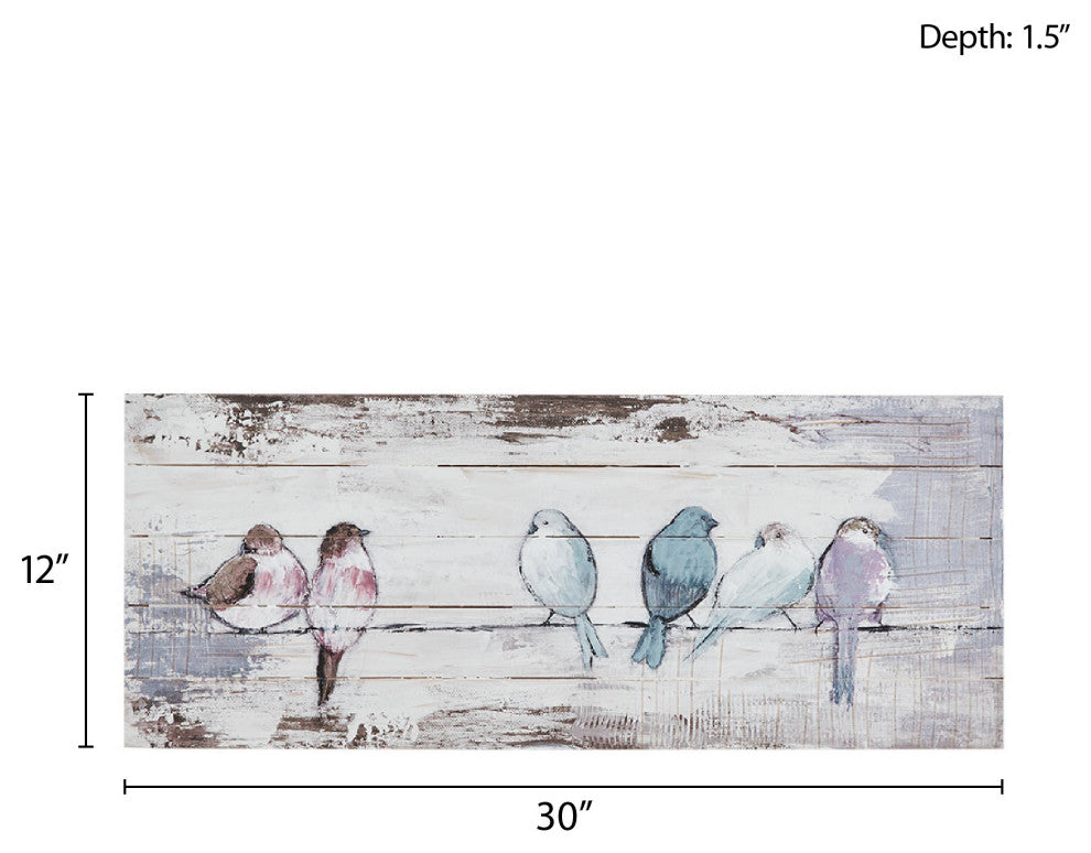 Madison Park Perched Birds Hand Painted Wood Plank Panel Wall Decor