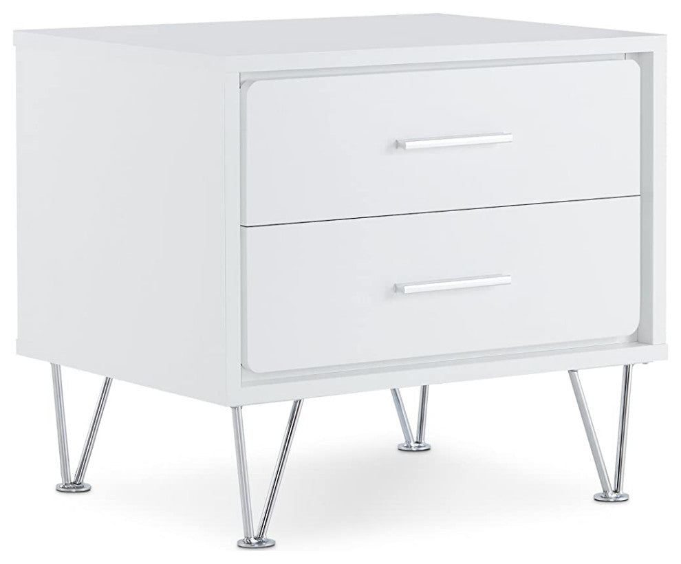 Nightstand with 2 Drawers, White
