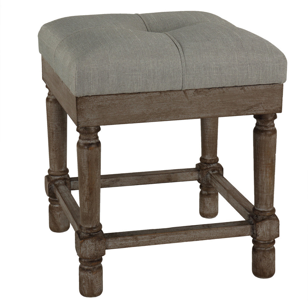 Cortesi Home Kalmus Square Ottoman Stool 19" High, Beige Fabric