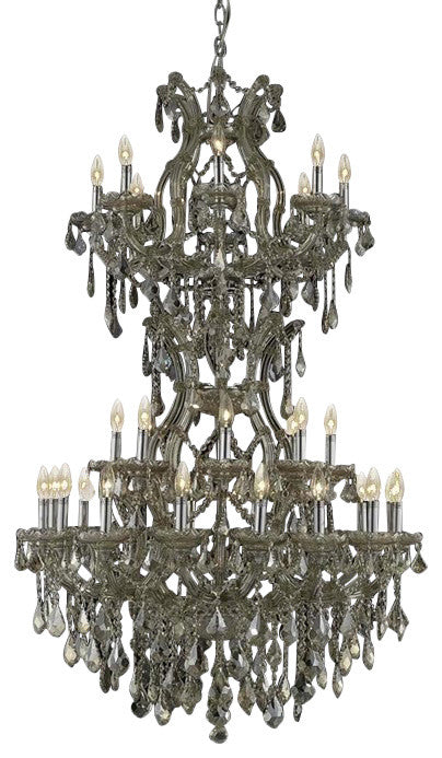 Elegant Maria Theresa Foyer Hall Light, Golden Teak Finish With Royal Crystal