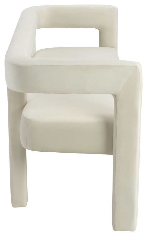Athena Boucle Fabric Upholstered Bench, Cream, Velvet
