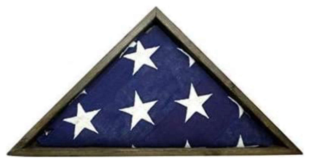 Rustic Weathered Grey Reclaimed Wood Triangle Wooden Display Flag Case