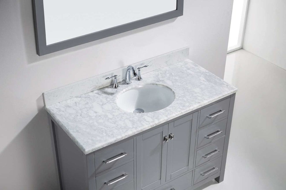 Caroline Avenue 48" Single Bathroom Vanity Set Gray, Marble Top