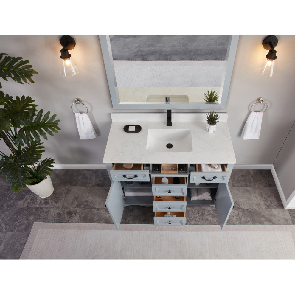 Legion Furniture WS2512 Series Bathroom Sink Vanity, Cadet, 48", Artificial Stone Top, Single Sink