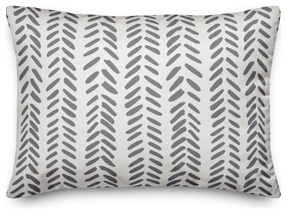 Gray and White Modern Herringbone 14x20 Lumbar Pillow