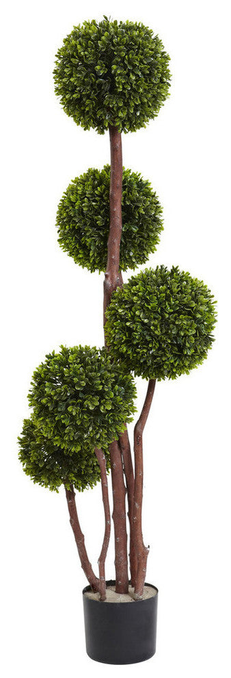 4" Boxwood Topiary X5 With 420 Leaves Uv Resistant, Indoor and Outdoor