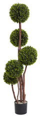 4" Boxwood Topiary X5 With 420 Leaves Uv Resistant, Indoor and Outdoor