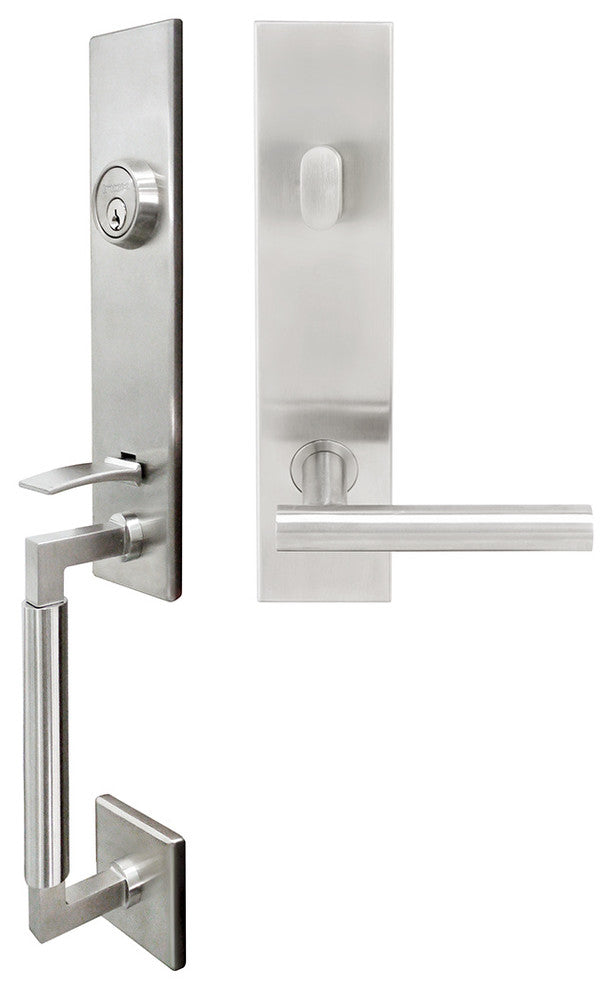 Copenhagen Lever, Tubular Entry Handleset, RHR, Satin Stainless Steel