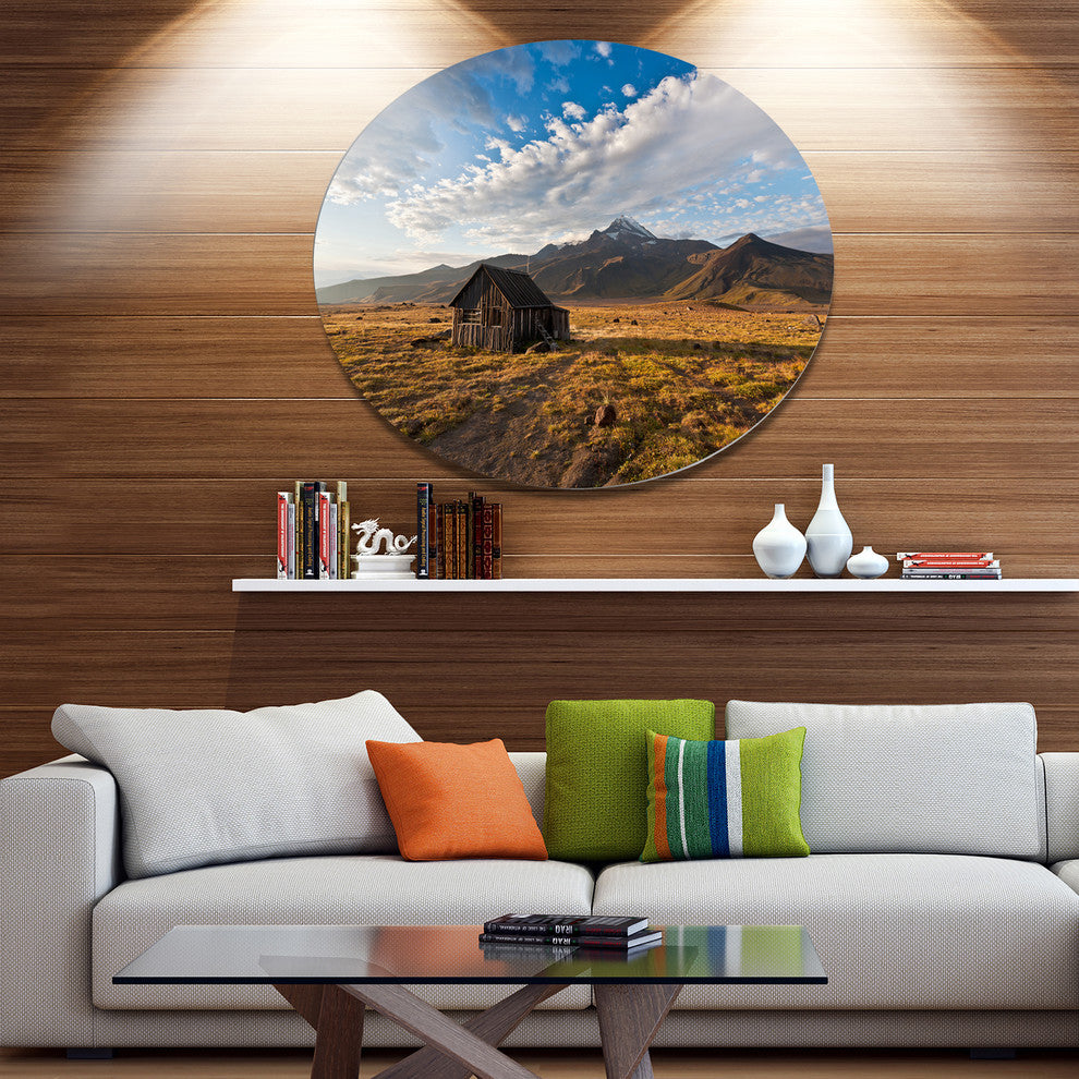 Old House On Kamchatka Island, Landscape Disc Metal Wall Art, 11"