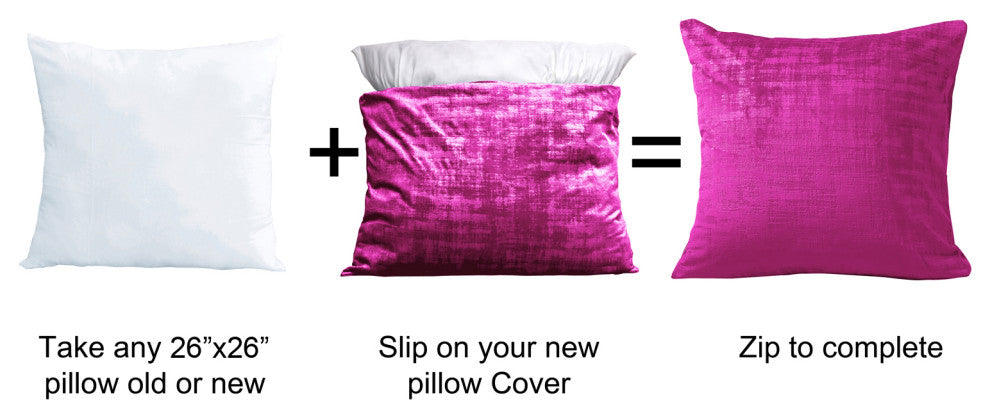 Velvet 2 Piece Euro Pillow Cover Set, Raspberry Rose, 2 Piece, 26"x26"