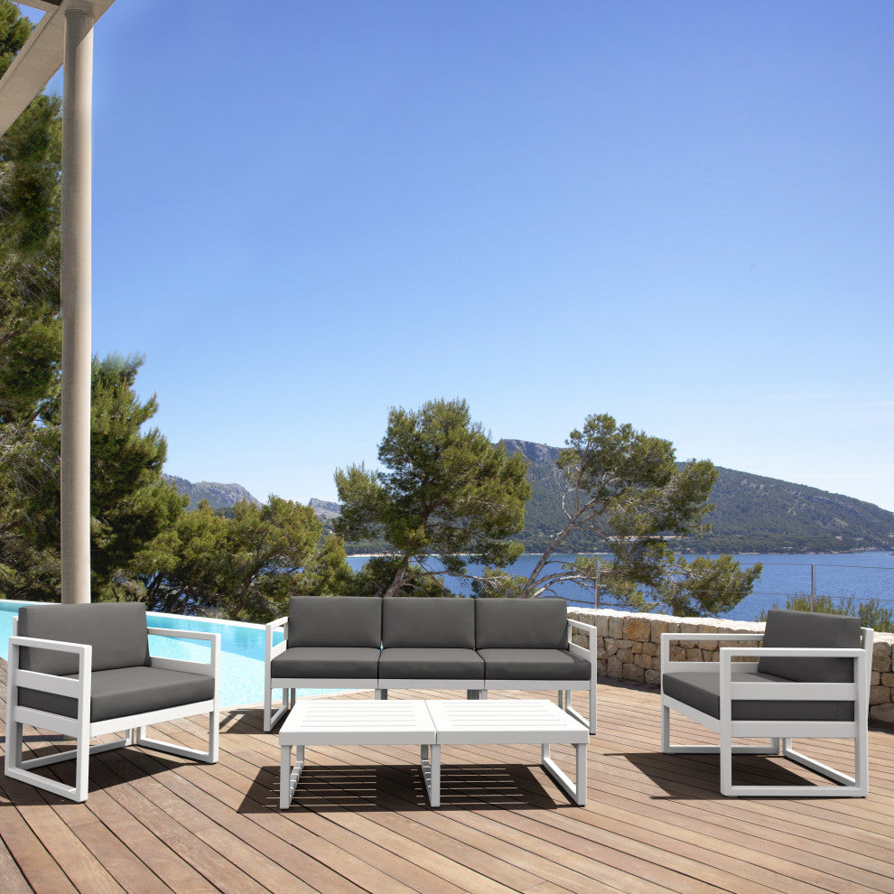 Mykonos Patio Club Chair White With Acrylic Fabric Charcoal Cushion