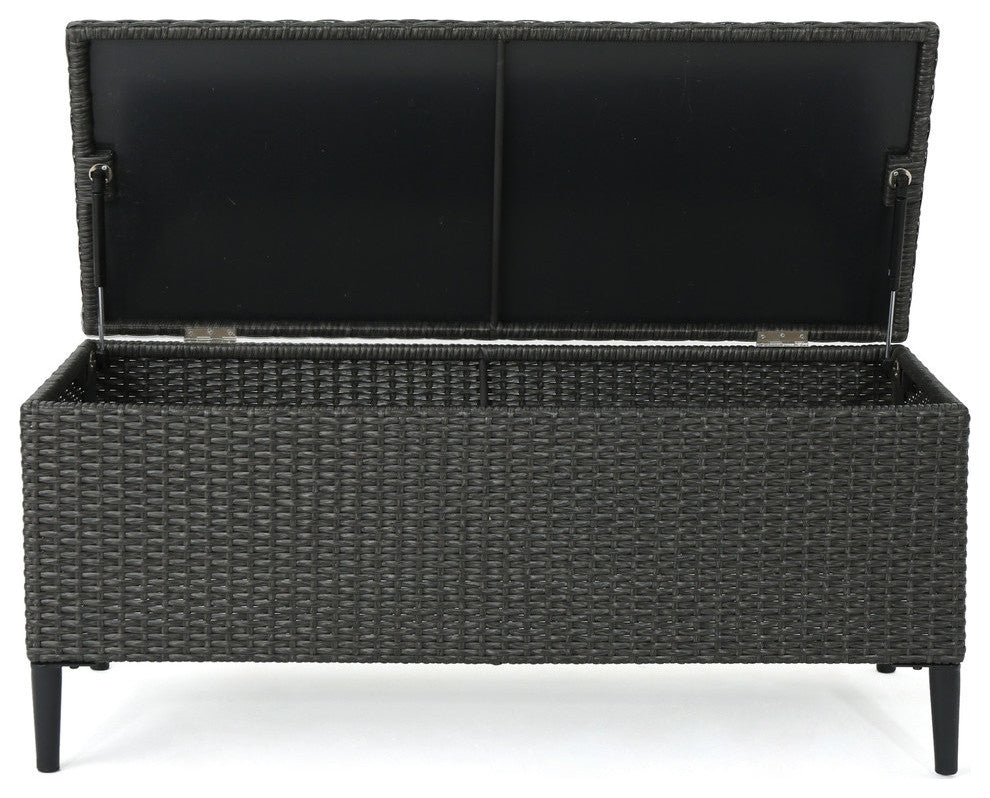 GDF Studio Irene Outdoor Wicker Storage Chest, Gray