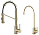Bolden Commercial Style 2-Function Pull-Down 1-Handle 1-Hole Kitchen Faucet, Spot Free Antique Champagne Bronze W/ Water Filter Dispenser
