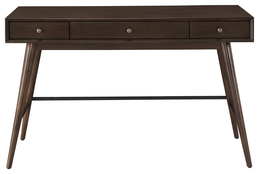 Aloisia Wood 3-Drawer Writing Desk - Dark Walnut Finish