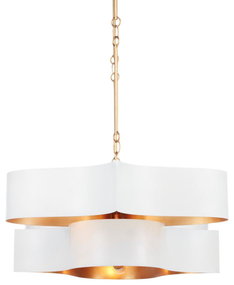 Grand Lotus White Oval Chandelier