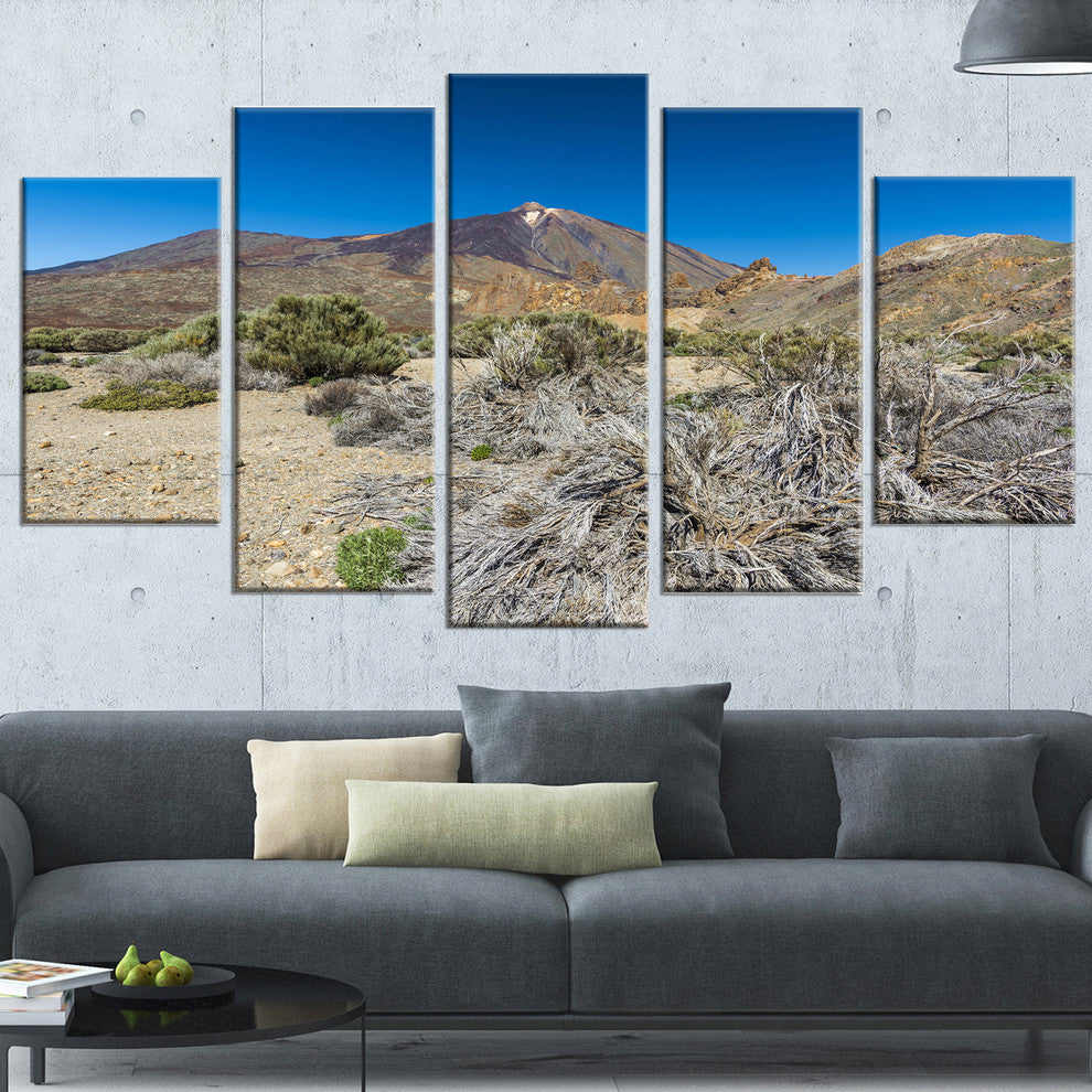 "Caldera of The Volcano Teide" Contemporary Landscape Wall Art, 5Panel, 60"x32"