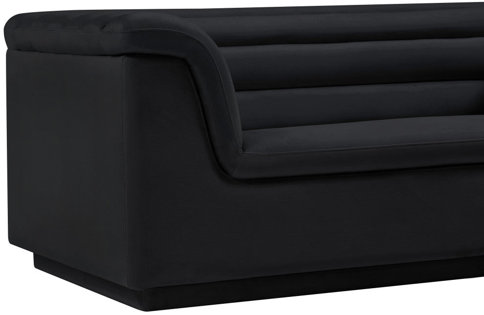 Cascade Upholstered Set, Black, Velvet, Loveseat