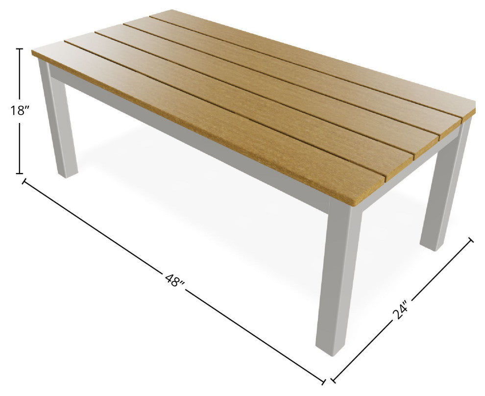 24" x 48" Rectangular Rustic Outdoor Coffee Table, Snow