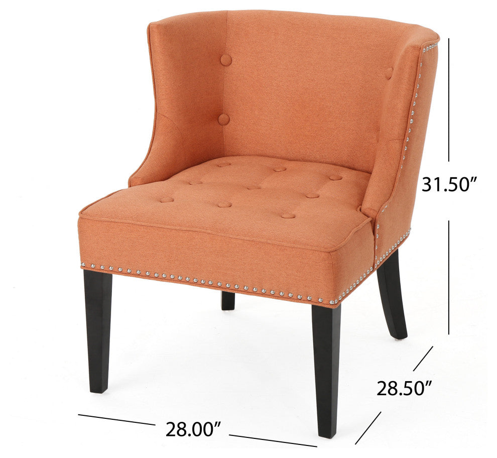 GDF Studio Adelina Contemporary Upholstered Accent Chair with Nailhead Trim, Orange