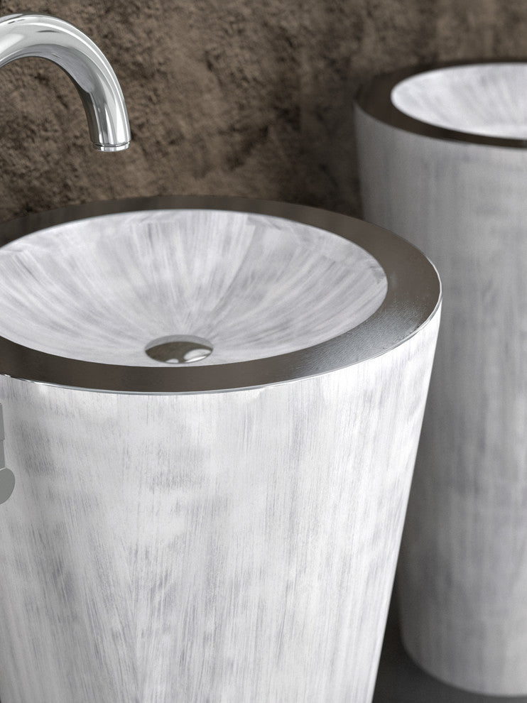 Alumix Luxe Freestanding Sink, White and Silver