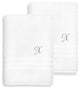 Denzi Bath Towels With Monogrammed Letter, Set of 2, X