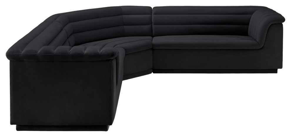 Cascade Upholstered Modular Sofa, Black, Velvet, Corner Sectional
