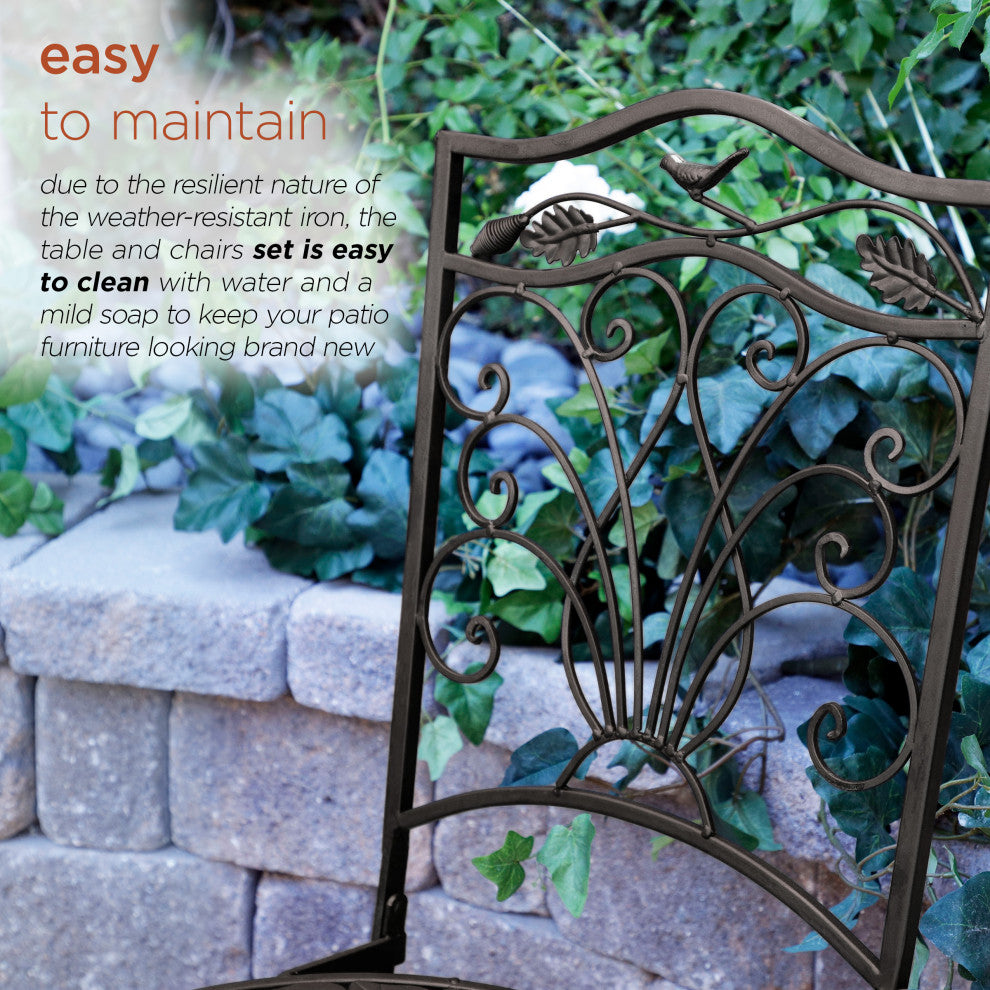 Iron 3-Piece Sun Leaves Bistro Set