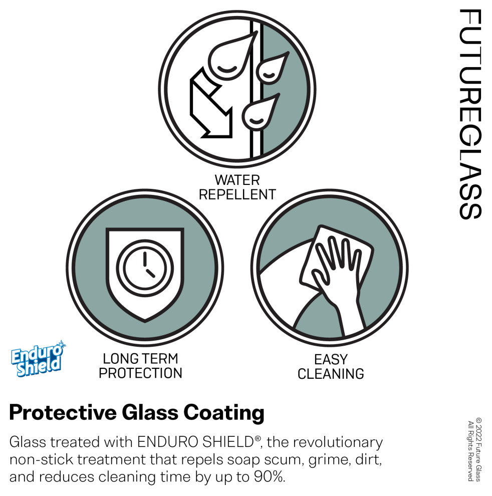 38"x78" Frameless Shower Door Single Fixed Panel Fluted, Satin Brass