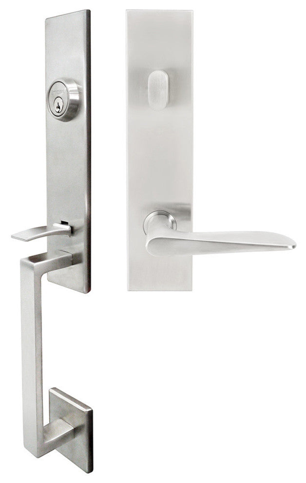 Ecco Lever, Tubular Entry Handleset, Right Hand Reverse, Satin Stainless Steel