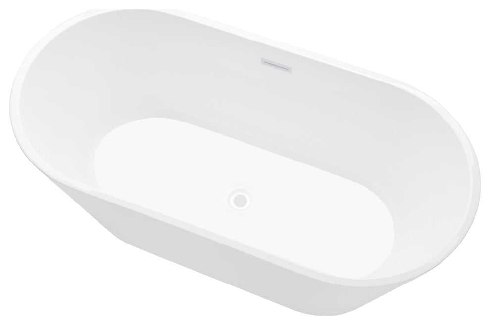 Vanity Art 54"x29" Acrylic Non-Slip Freestanding Soaking Bathtub, Pure White, 54" Soaking