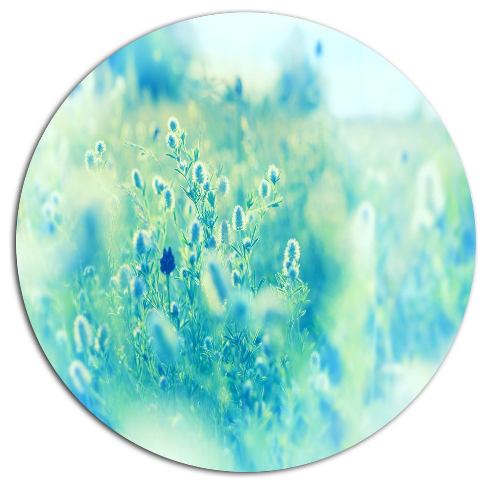 Light Blue Mountain Plain Flowers, Flower Round Metal Wall Art, 23"