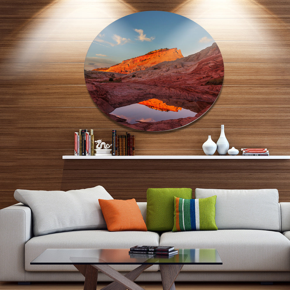 Vermillion Cliffs Lake In Morning, Landscape Round Wall Art, 23"