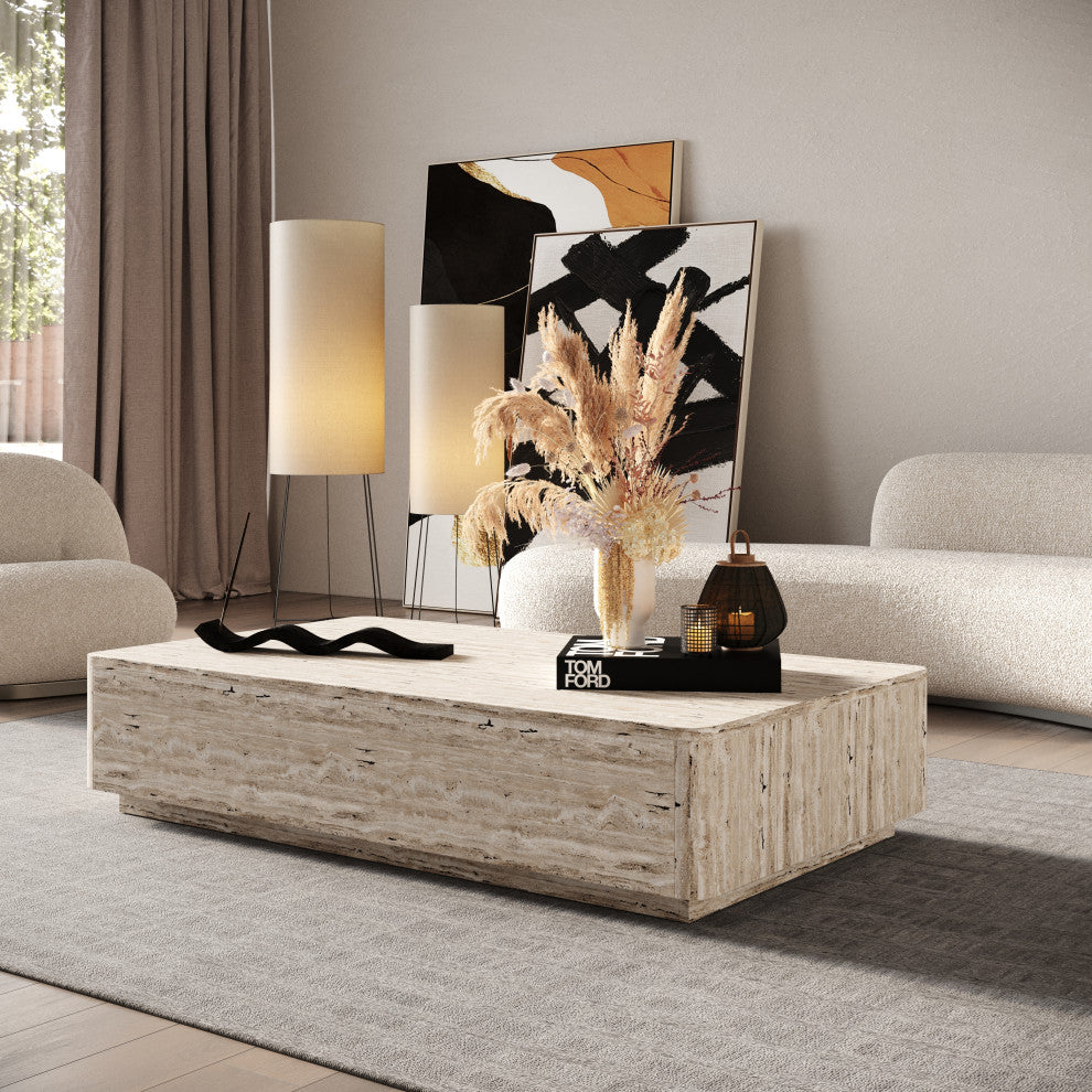 Nova Domus Roma Modern Travertine Rectangular Coffee Table