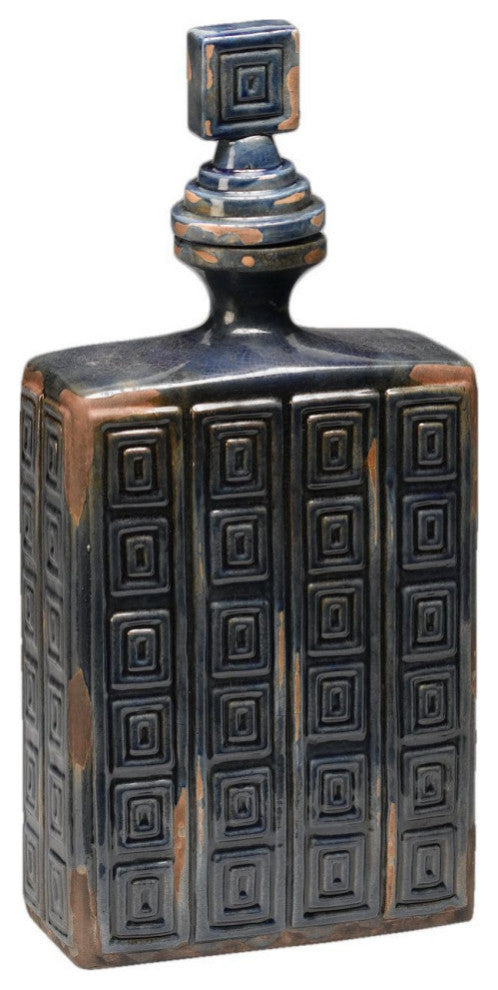 19" Ceramic Decorative Bottle, Blue