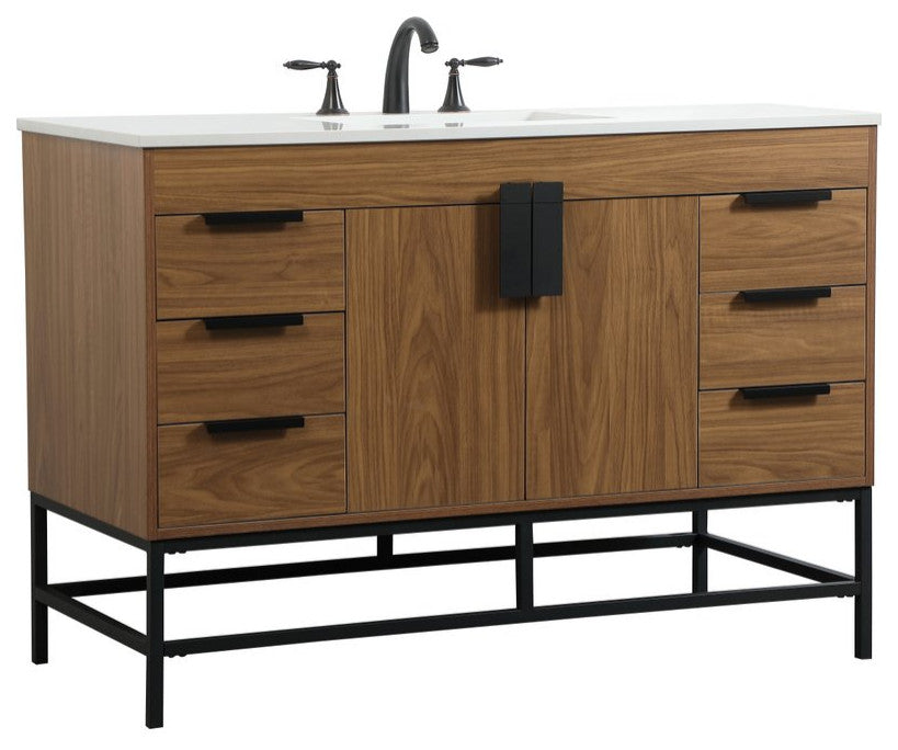 Home Living 22" Modern Walnut Brown-Light Bathroom Vanity
