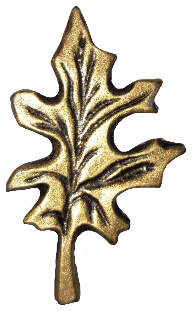 Oak Leaf Cabinet Knob, Antique Brass